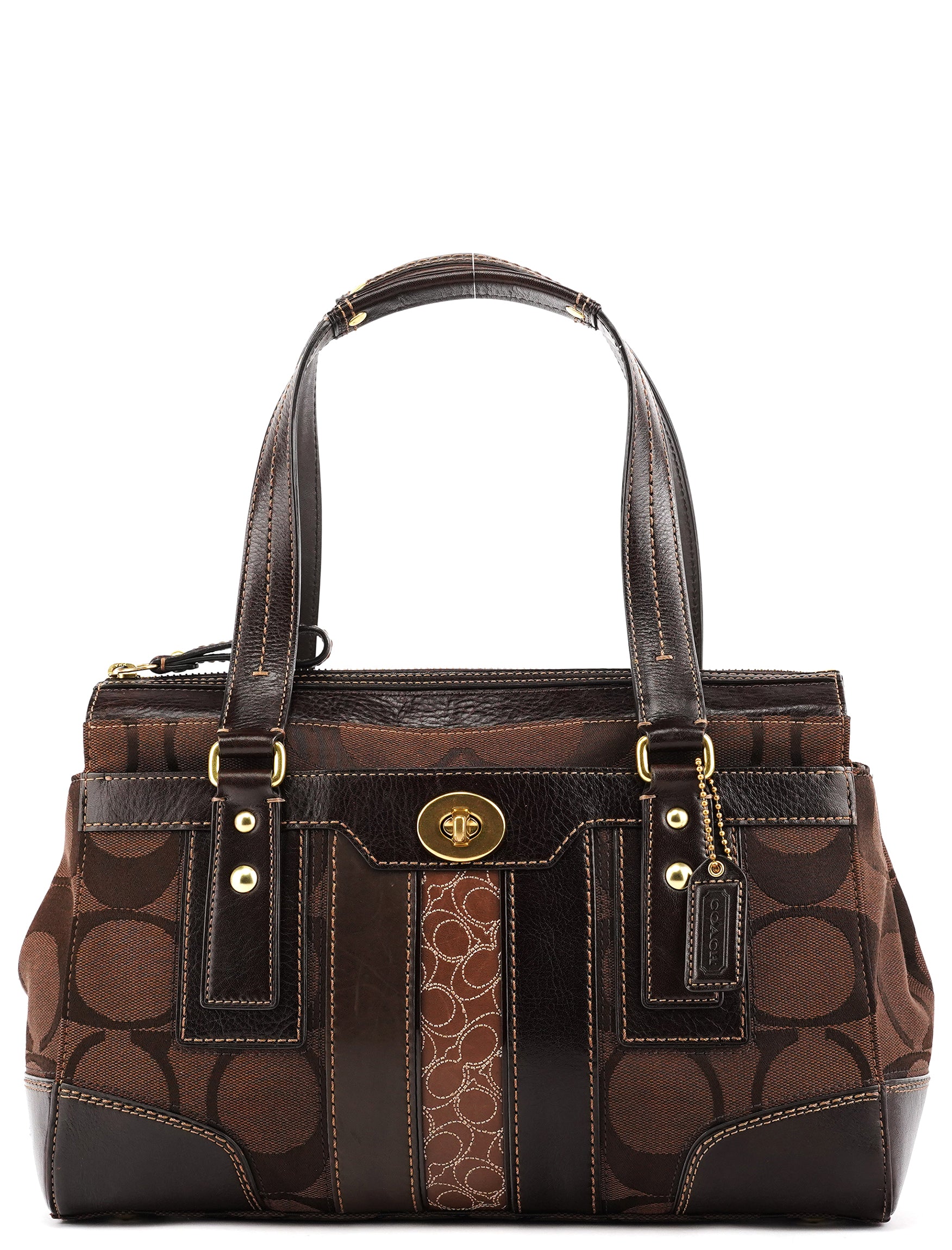 Coach 11071 Borsa tote Turnlock in tela Signature marrone