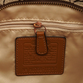 Coach 11237 Beige Brown Signature Turnlock Tote Bag