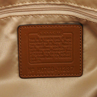 Coach 11237 Beige Brown Signature Turnlock Tote Bag