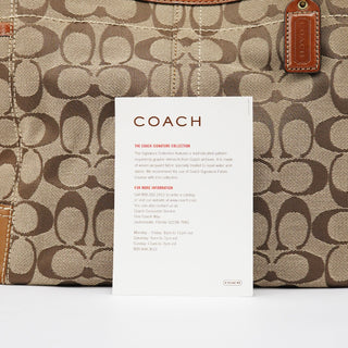 Coach 11237 Beige Brown Signature Turnlock Tote Bag