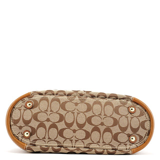 Coach 11237 Beige Brown Signature Turnlock Tote Bag