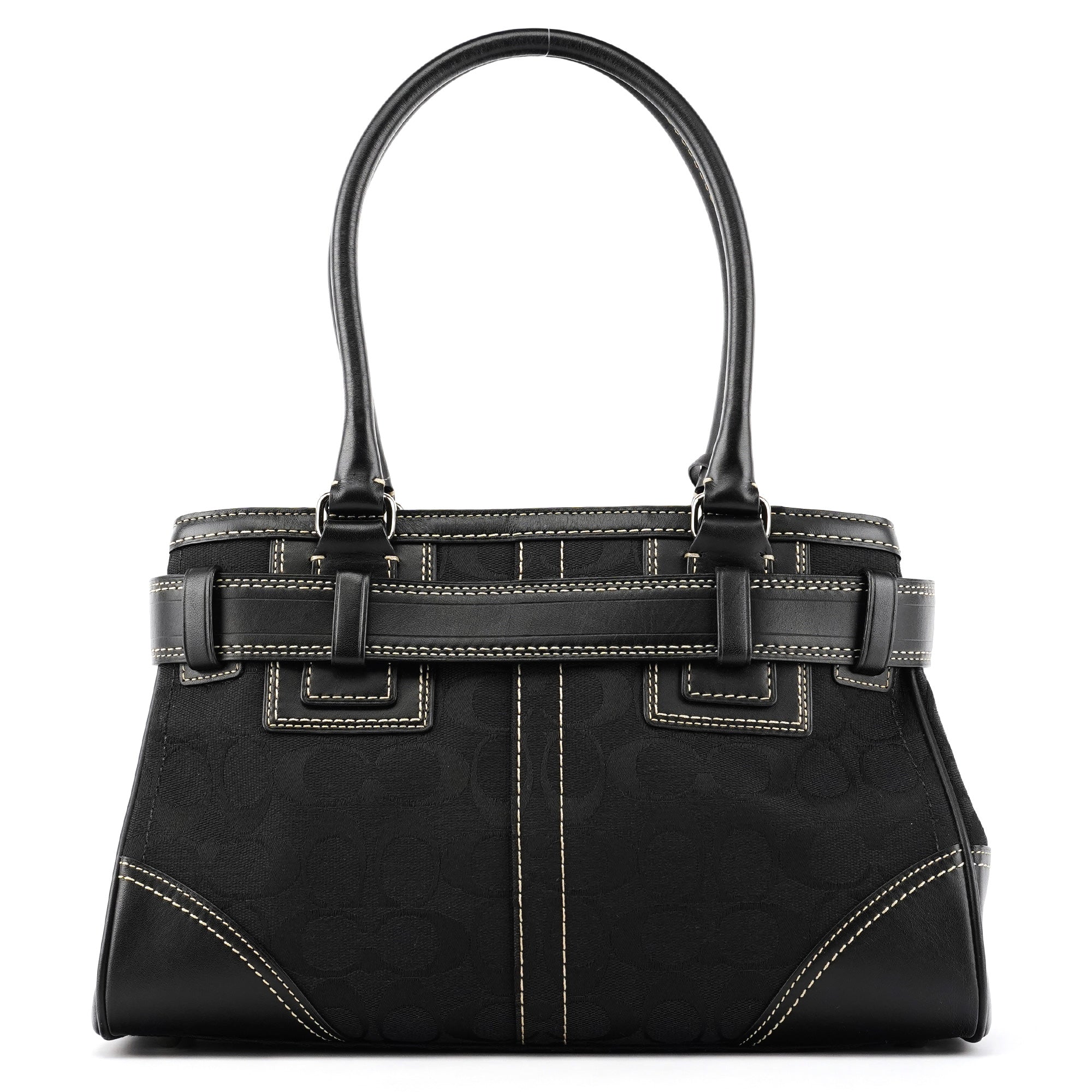 Coach 11242 Black Signature Canvas Hamptons Tote Bag
