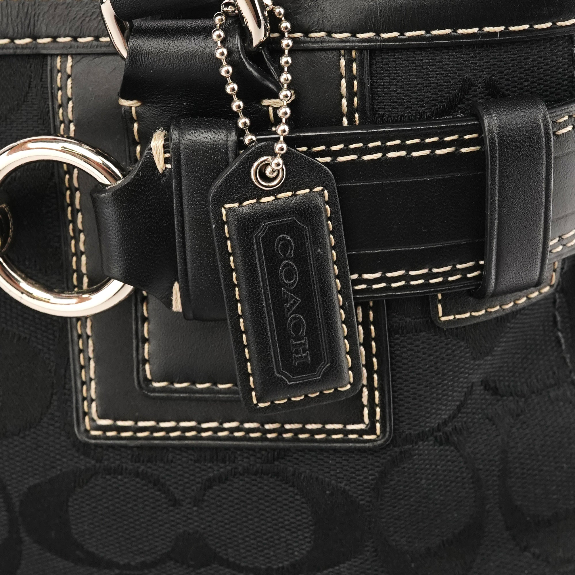 Coach 11242 Black Signature Canvas Hamptons Tote Bag