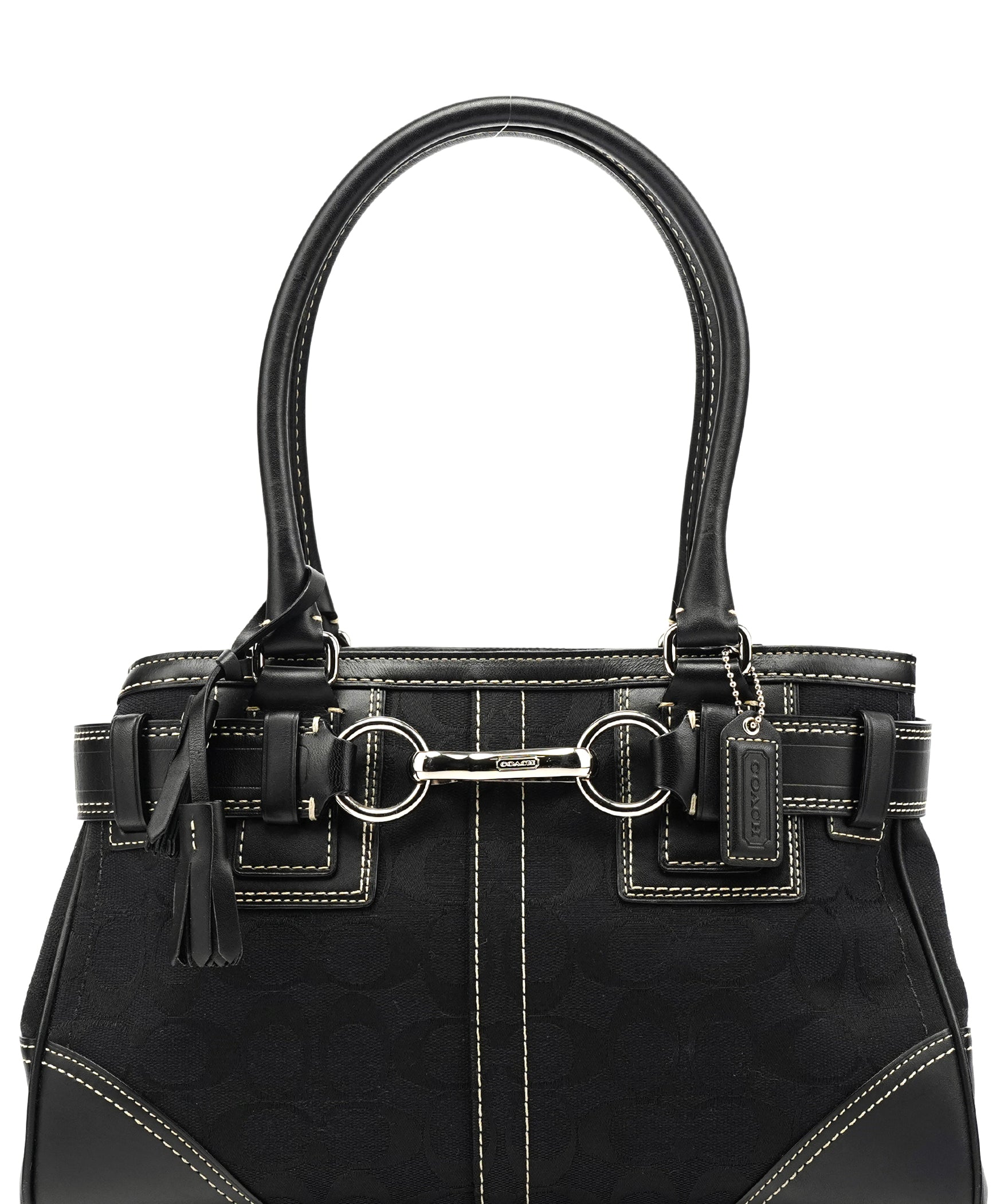 Coach 11242 Black Signature Canvas Hamptons Tote Bag