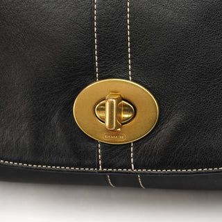 Coach 11254 Black Leather Turnlock Shoulder Bag