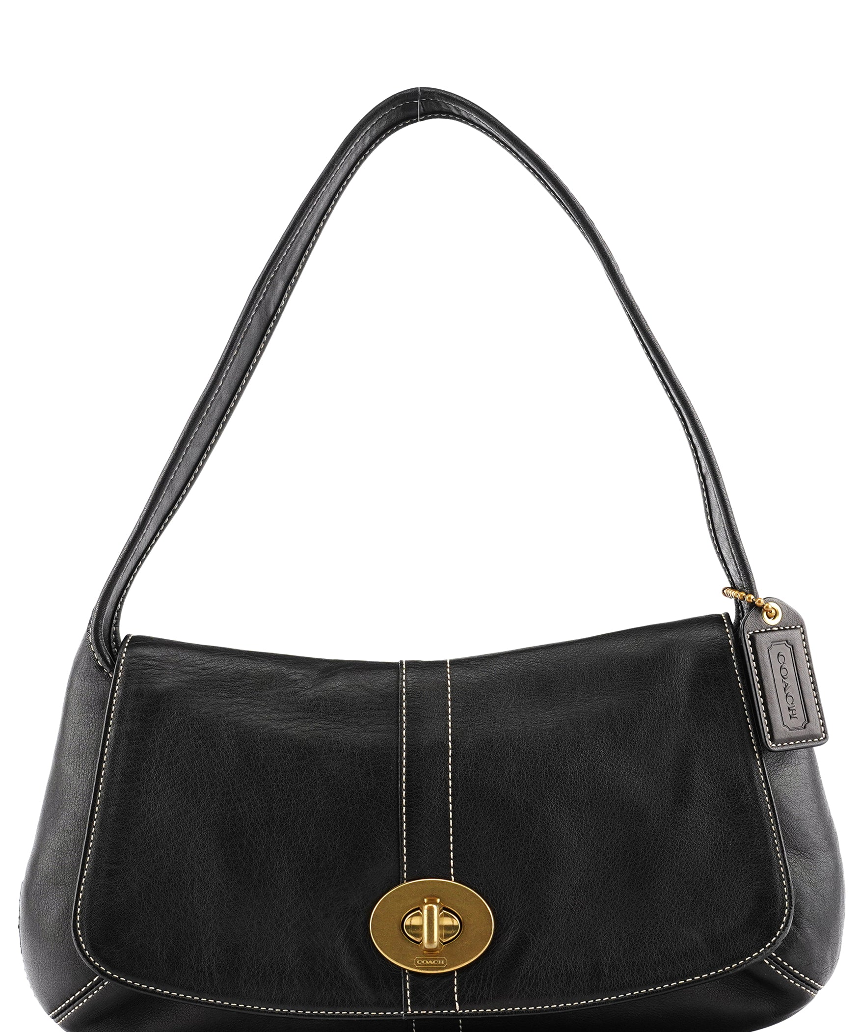 Coach 11254 Black Leather Turnlock Shoulder Bag
