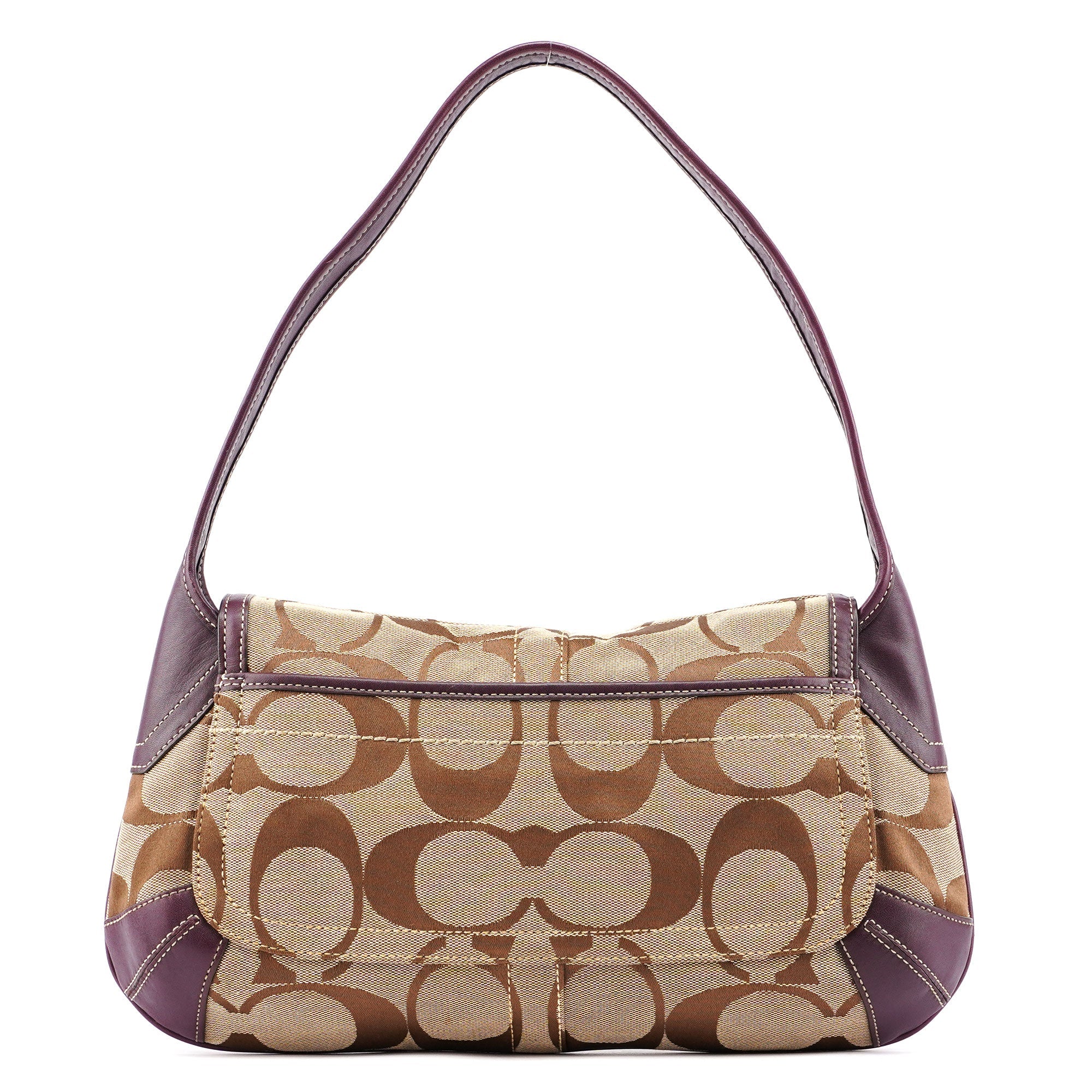 Coach 11257 Beige Brown Signature C Turnlock Shoulder Bag
