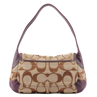 Coach 11257 Beige Brown Signature C Turnlock Shoulder Bag