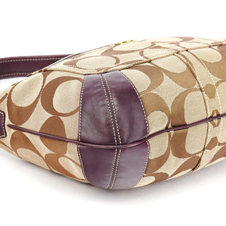 Coach 11290 Beige Purple Signature Shoulder Bag