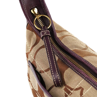 Coach 11290 Beige Purple Signature Shoulder Bag