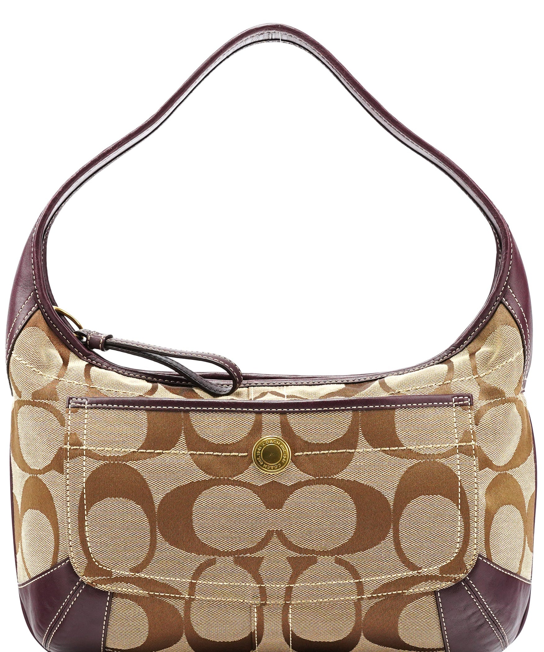 Coach 11290 Beige Purple Signature Shoulder Bag