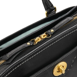 Coach 11540 Black Leather Turnlock Tote Bag