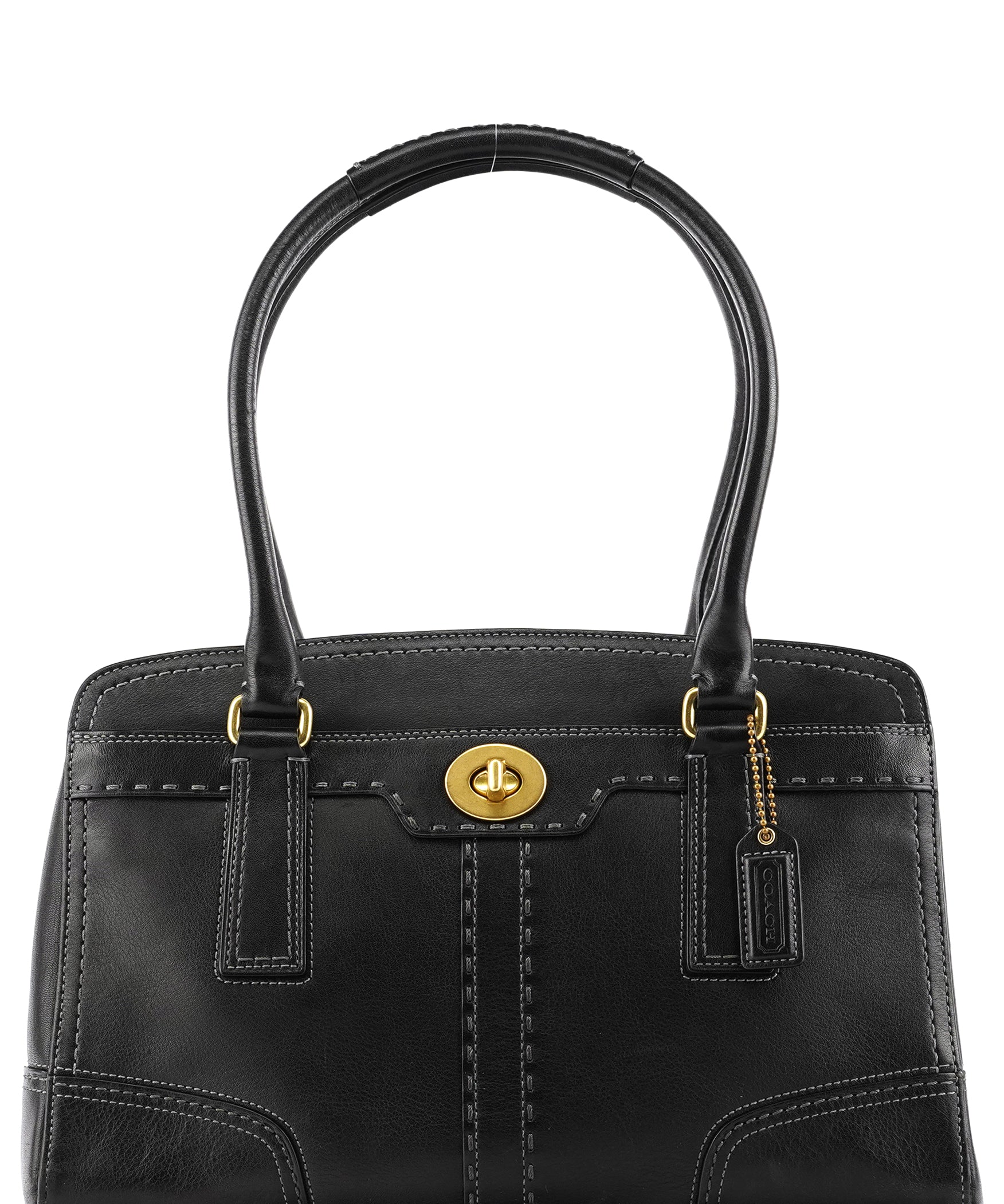 Coach 11540 Black Leather Turnlock Tote Bag