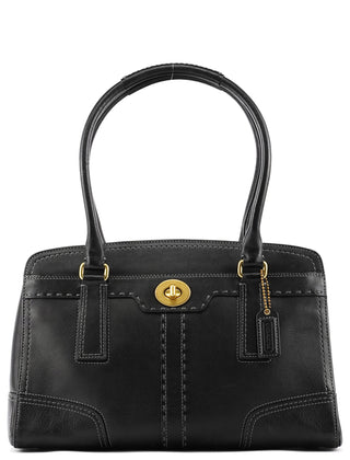 Coach 11540 Black Leather Turnlock Tote Bag
