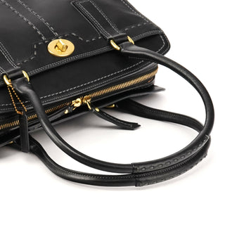Coach 11540 Black Leather Turnlock Tote Bag