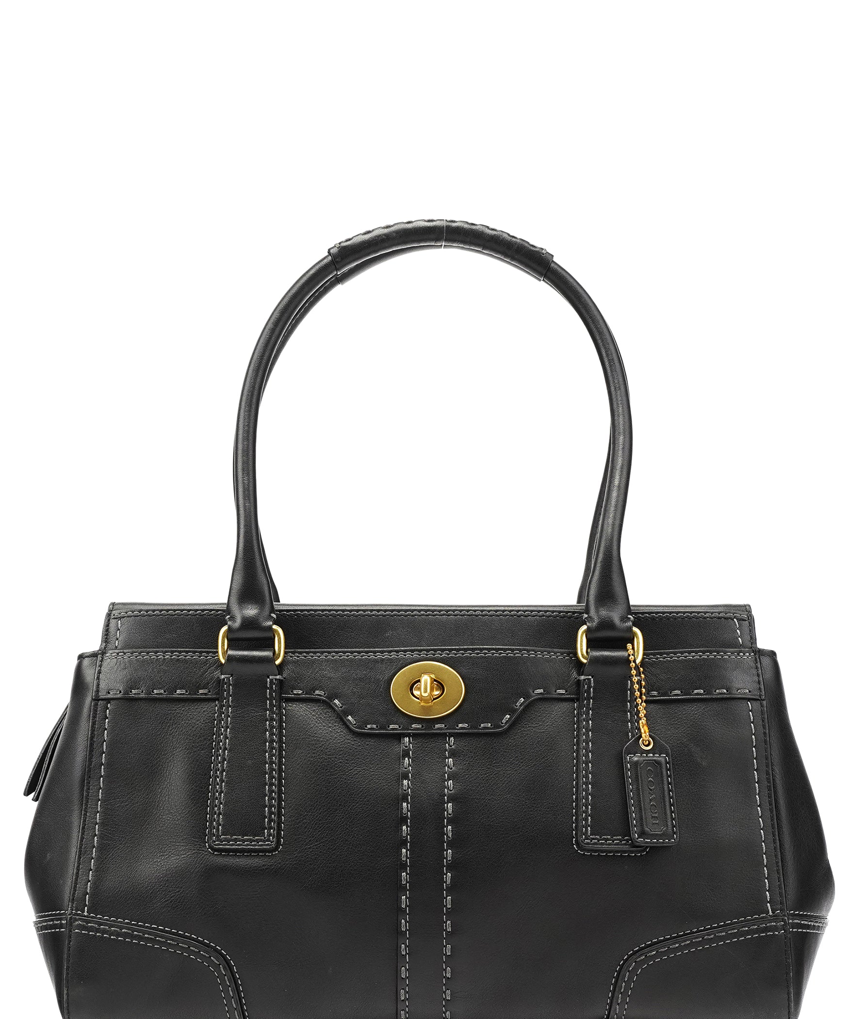 Coach 11547 Black Leather Turnlock Tote Bag