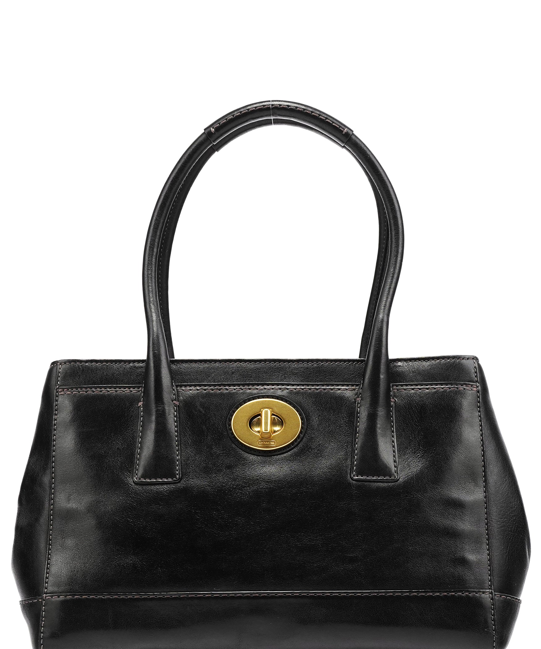 Coach 11553 Black Patent Leather Turnlock Tote Bag