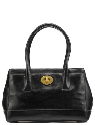 Coach 11553 Black Patent Leather Turnlock Tote Bag