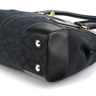 Coach 11602 Black Signature Leather Turnlock Tote Bag