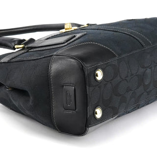 Coach 11602 Black Signature Leather Turnlock Tote Bag