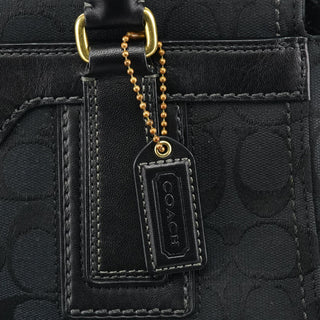 Coach 11602 Black Signature Leather Turnlock Tote Bag