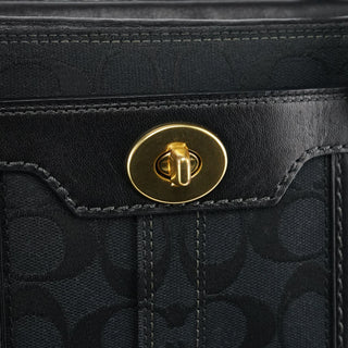Coach 11602 Black Signature Leather Turnlock Tote Bag