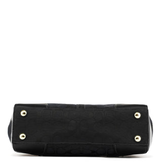 Coach 11602 Black Signature Leather Turnlock Tote Bag