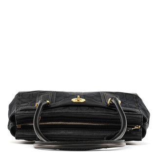 Coach 11602 Black Signature Leather Turnlock Tote Bag