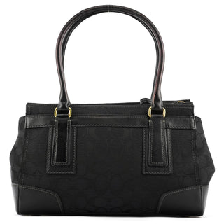 Coach 11602 Black Signature Leather Turnlock Tote Bag