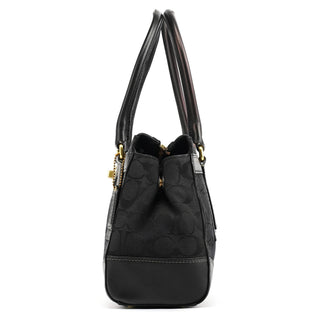 Coach 11602 Black Signature Leather Turnlock Tote Bag