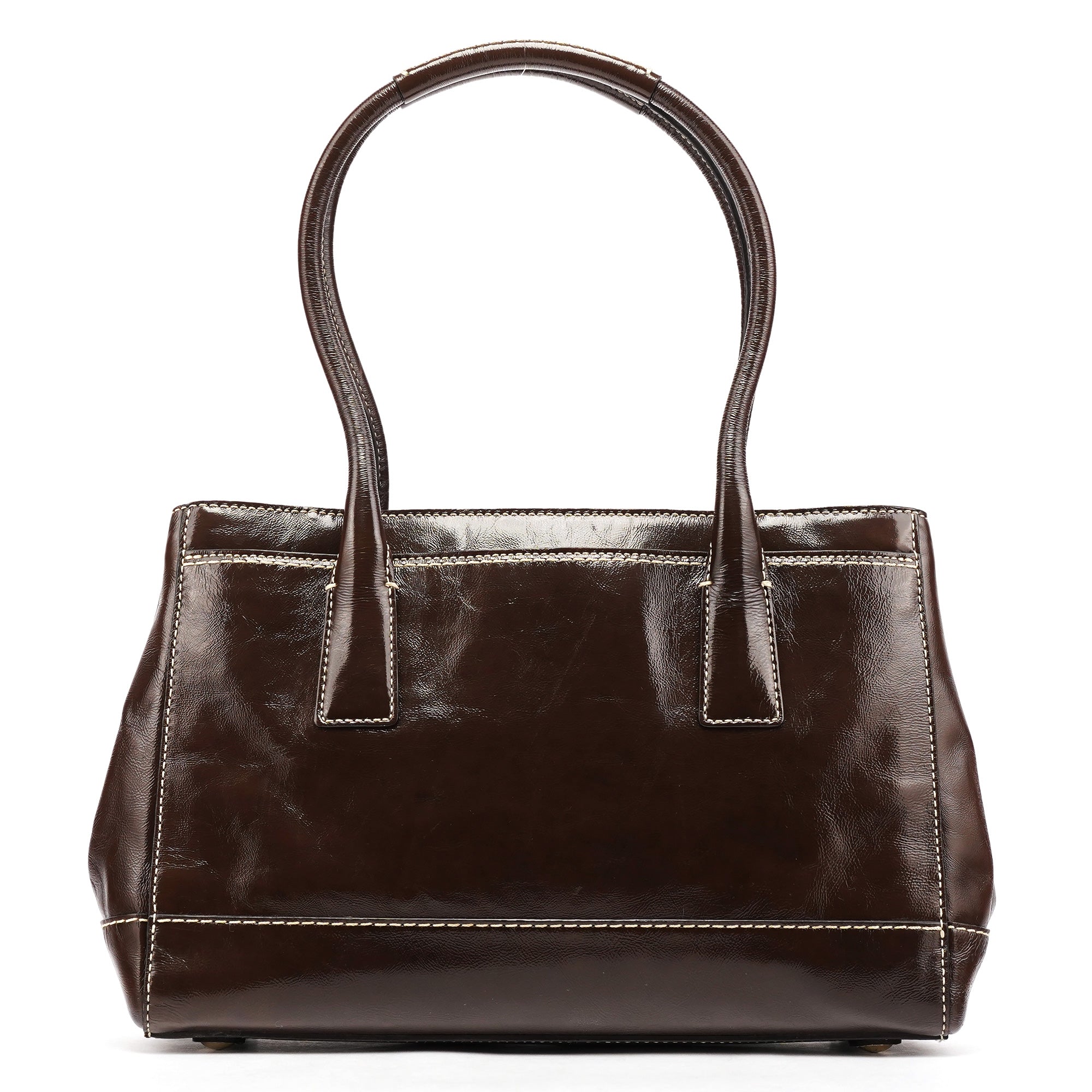 Coach 11788 Brown Patent Leather Turnlock Tote Bag