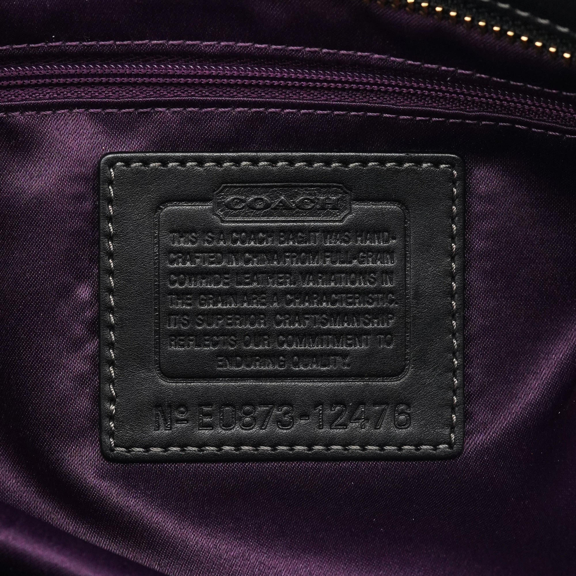 Coach 12476 Black Leather Tote Bag