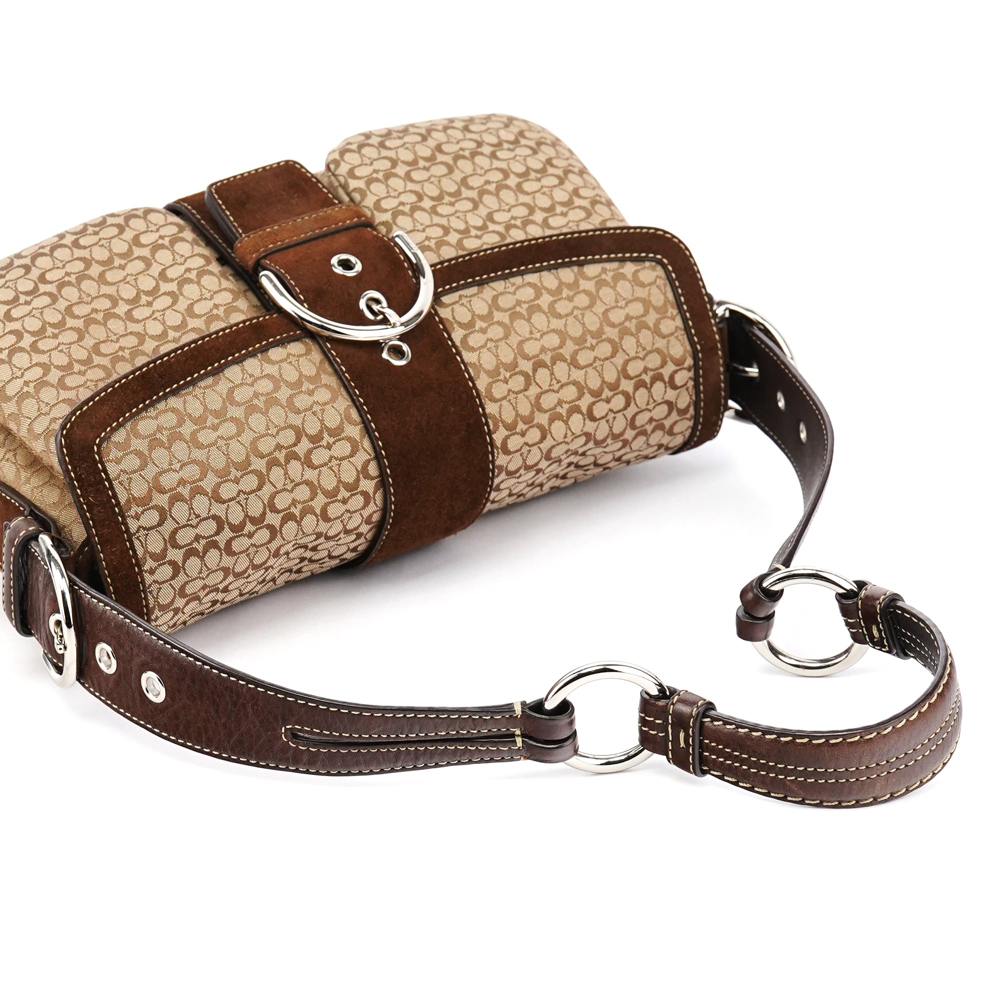 Coach 1463 Beige Brown Signature Soho Shoulder Bag