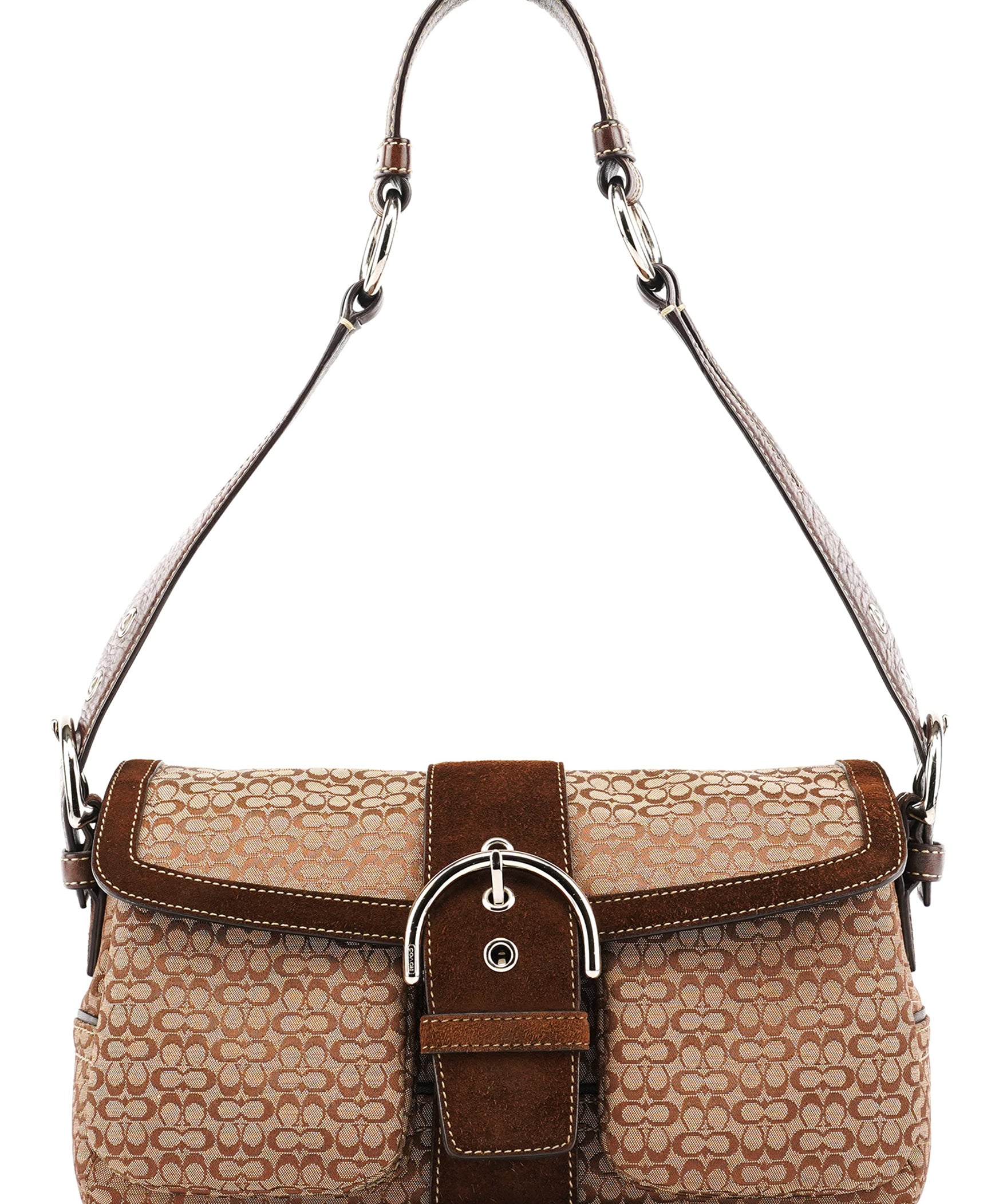 Coach 1463 Beige Brown Signature Soho Shoulder Bag