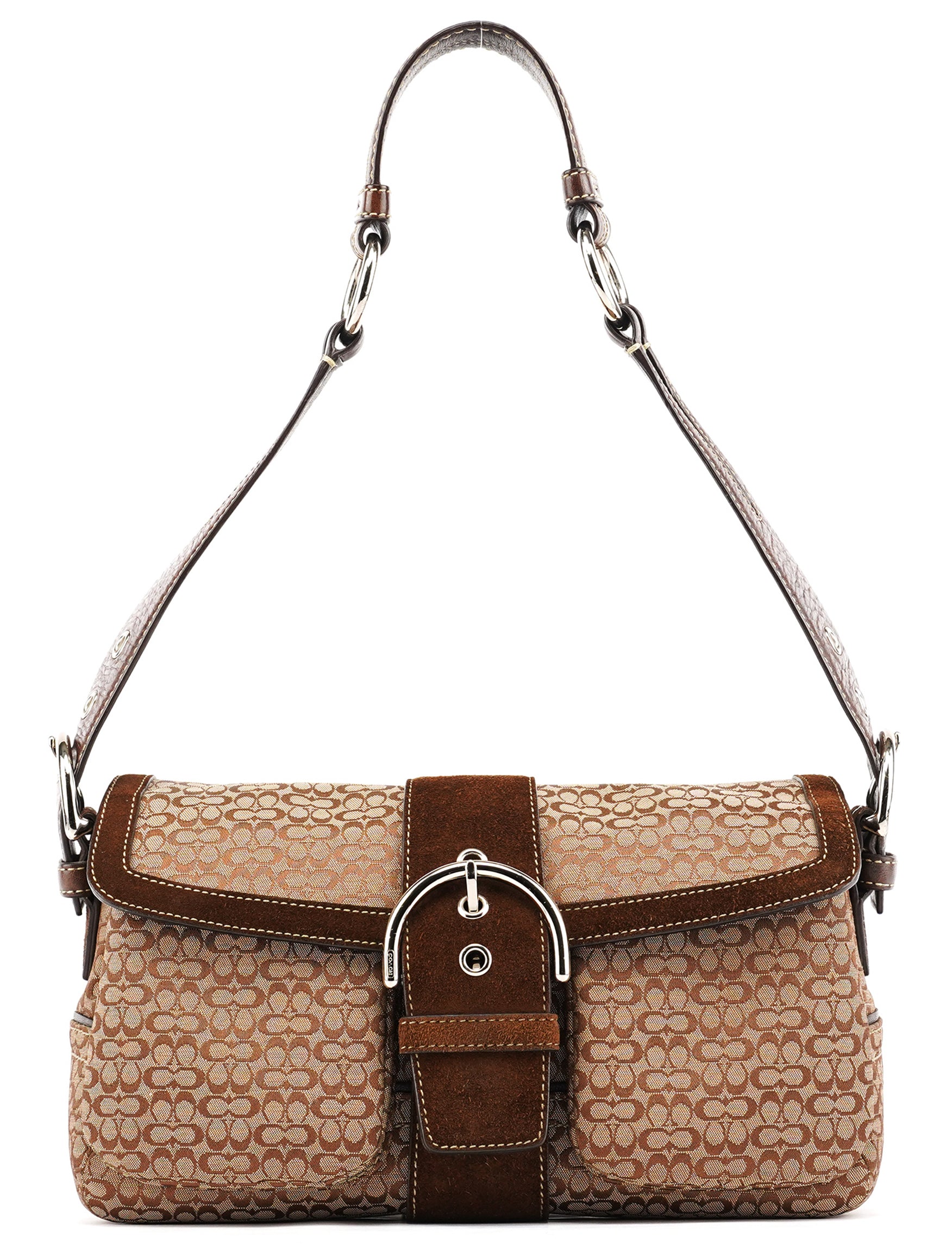 Coach 1463 Beige Brown Signature Soho Shoulder Bag
