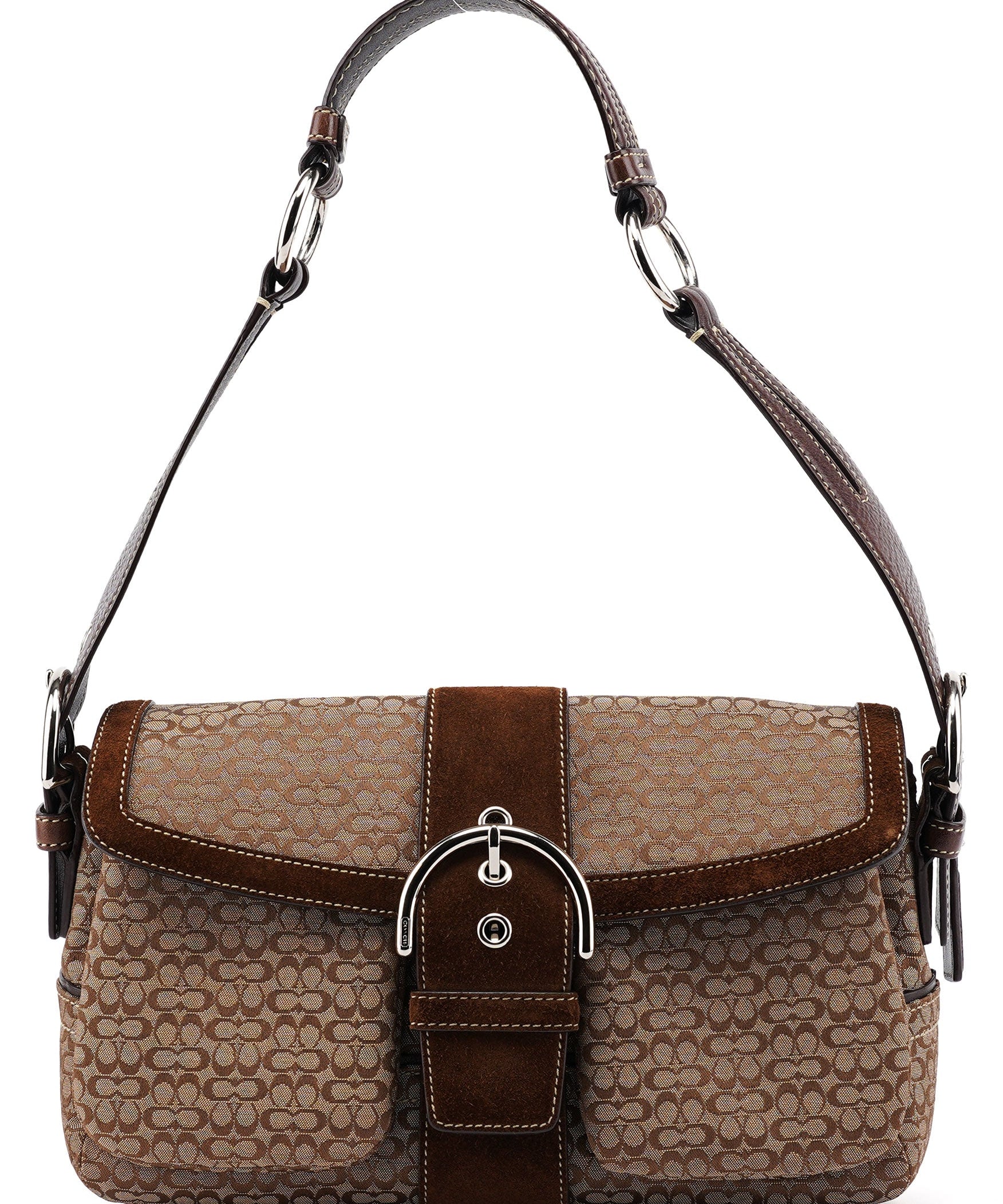 Coach 1463 Beige Suede Signature C Soho Shoulder Bag