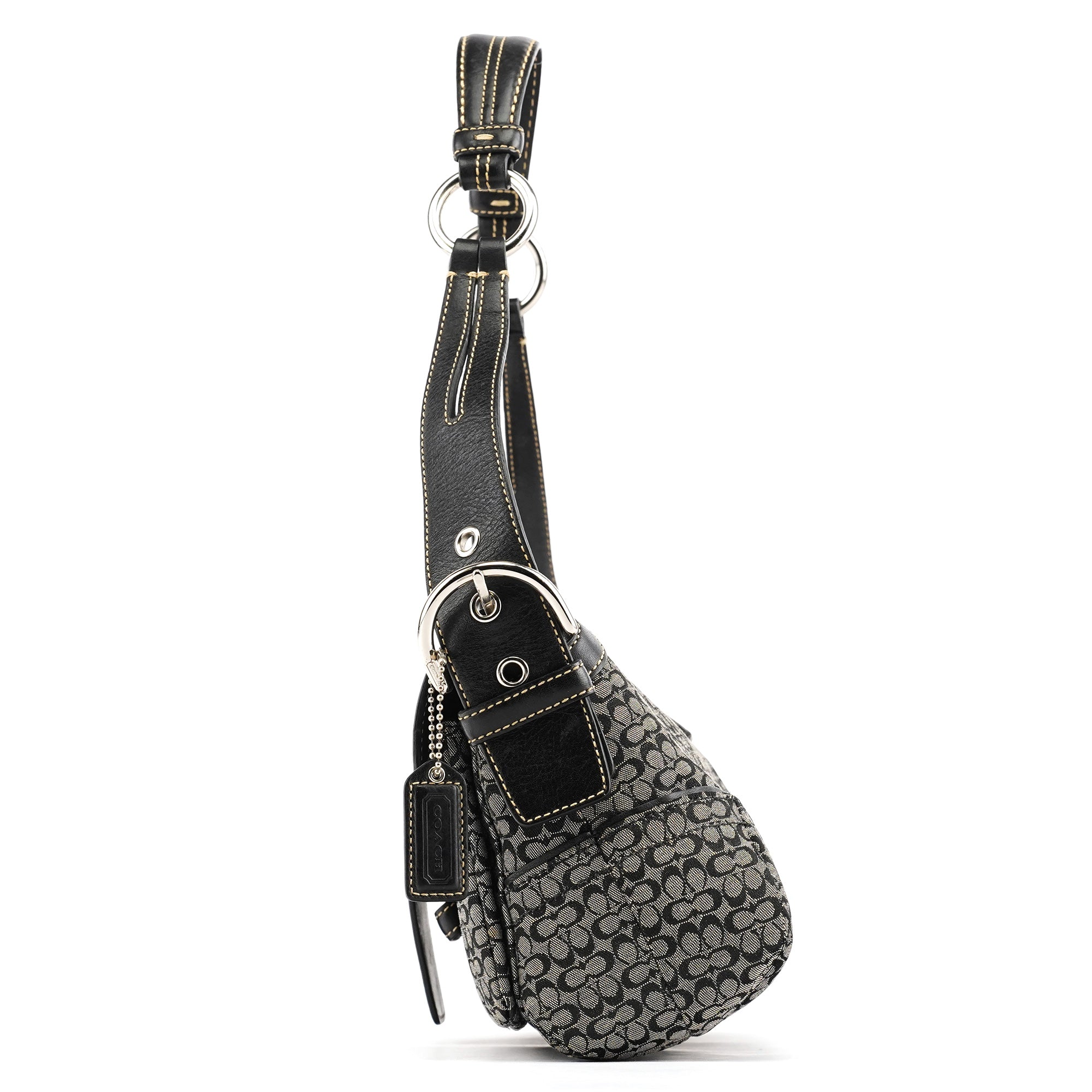 Coach 1463 Soho Schultertasche aus Signature Canvas in Grau und Schwarz