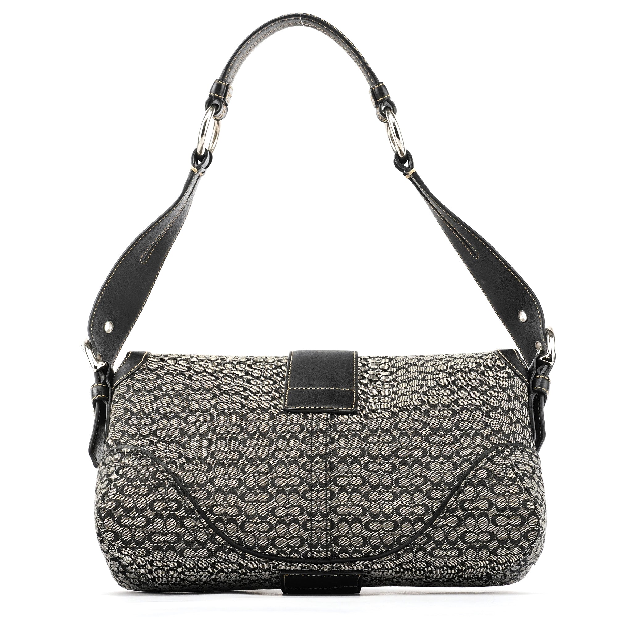 Coach 1463 Soho Schultertasche aus Signature Canvas in Grau und Schwarz