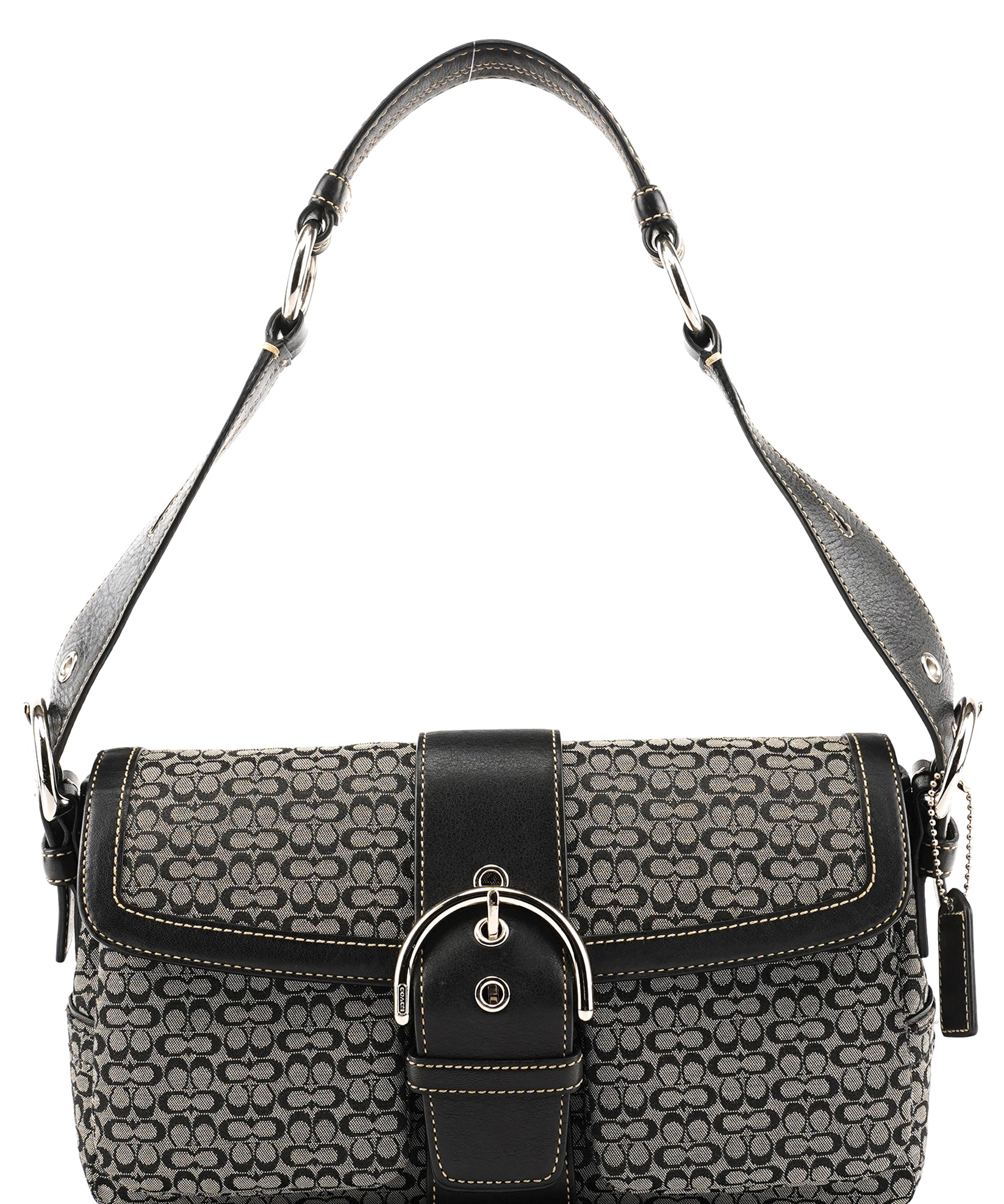 Coach 1463 Grey Black Signature Soho Shoulder Bag