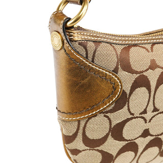 Coach 1480 Beige Gold Signature Canvas Shoulder Bag