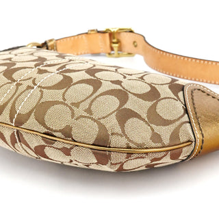 Coach 1480 Beige Gold Signature Canvas Shoulder Bag