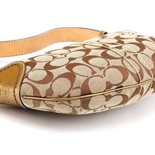Coach 1480 Beige Gold Signature Canvas Shoulder Bag