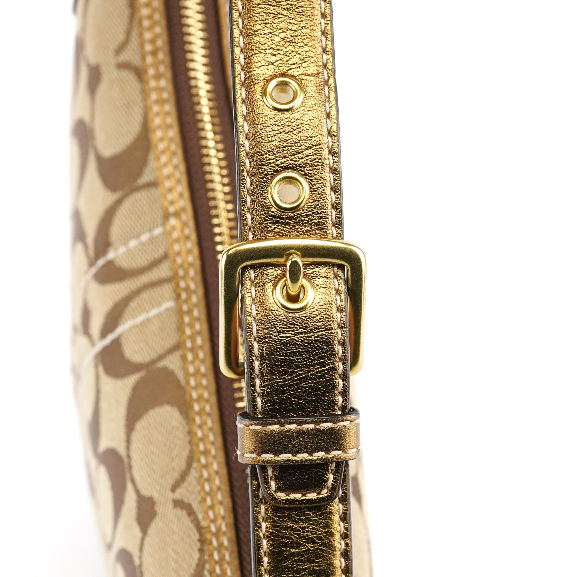 Coach 1480 Beige Gold Signature Canvas Shoulder Bag – Rediscover