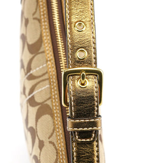 Coach 1480 Beige Gold Signature Canvas Shoulder Bag