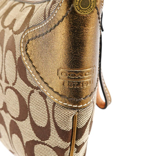 Coach 1480 Beige Gold Signature Canvas Shoulder Bag