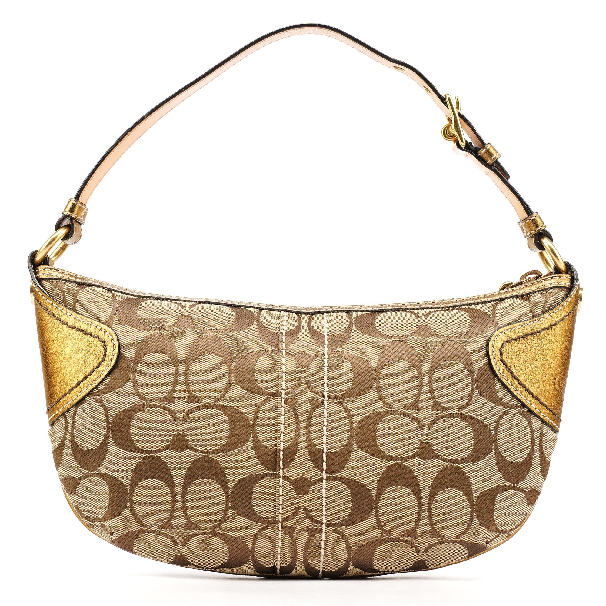 Coach 1480 Beige Gold Signature Canvas Shoulder Bag – Rediscover