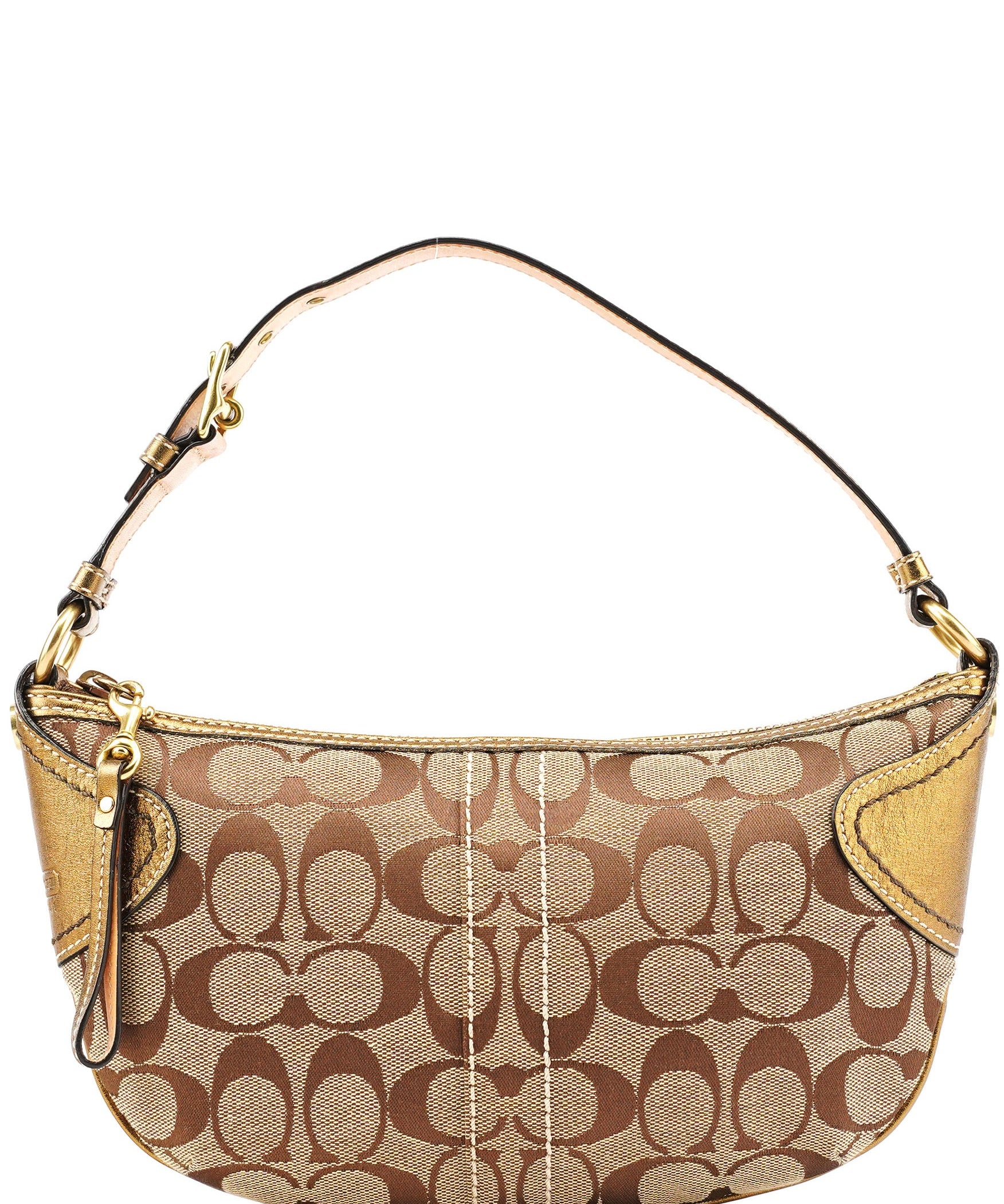Coach 1480 Beige Gold Signature Canvas Shoulder Bag