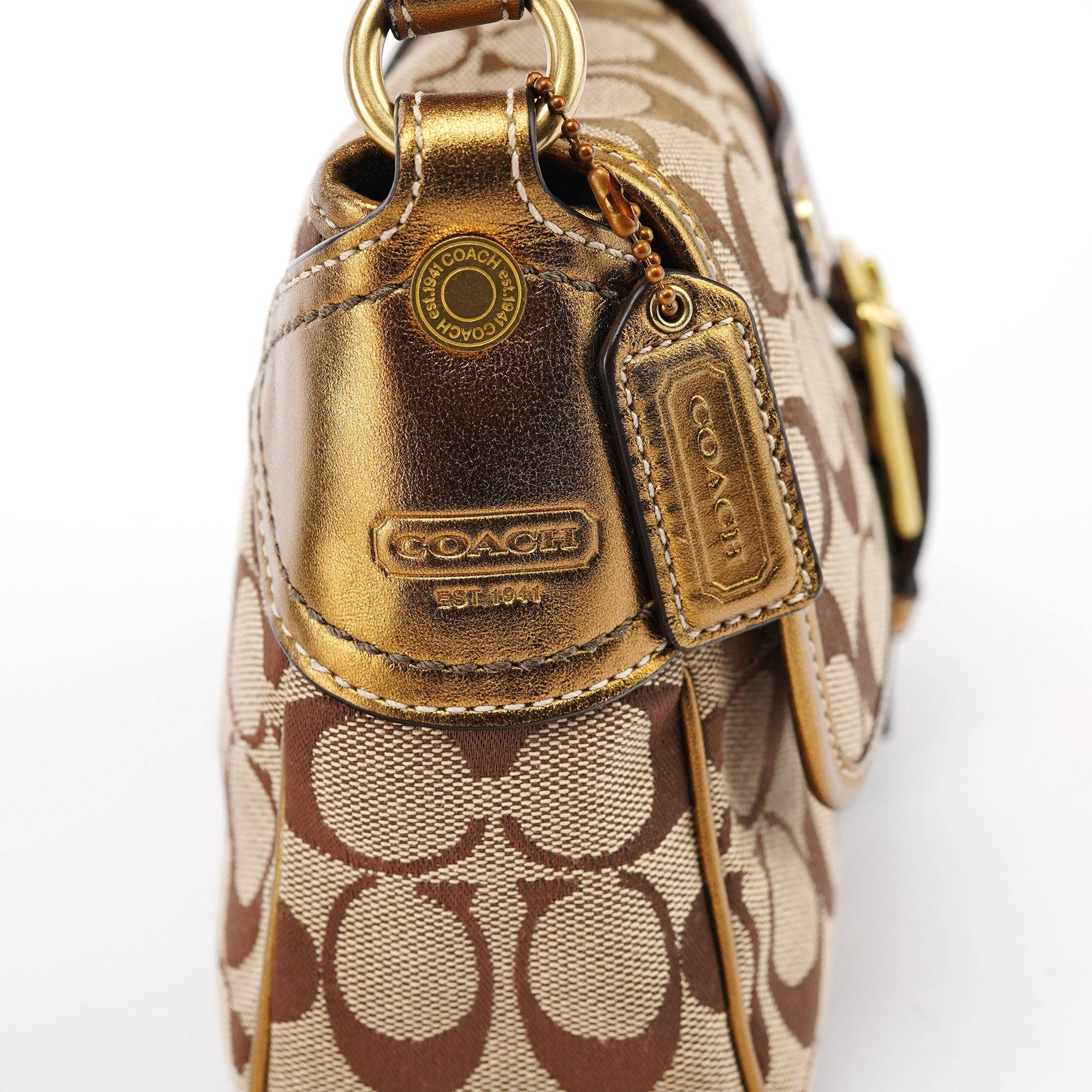 Coach 1482 Beige Gold Leather Soho Shoulder Bag