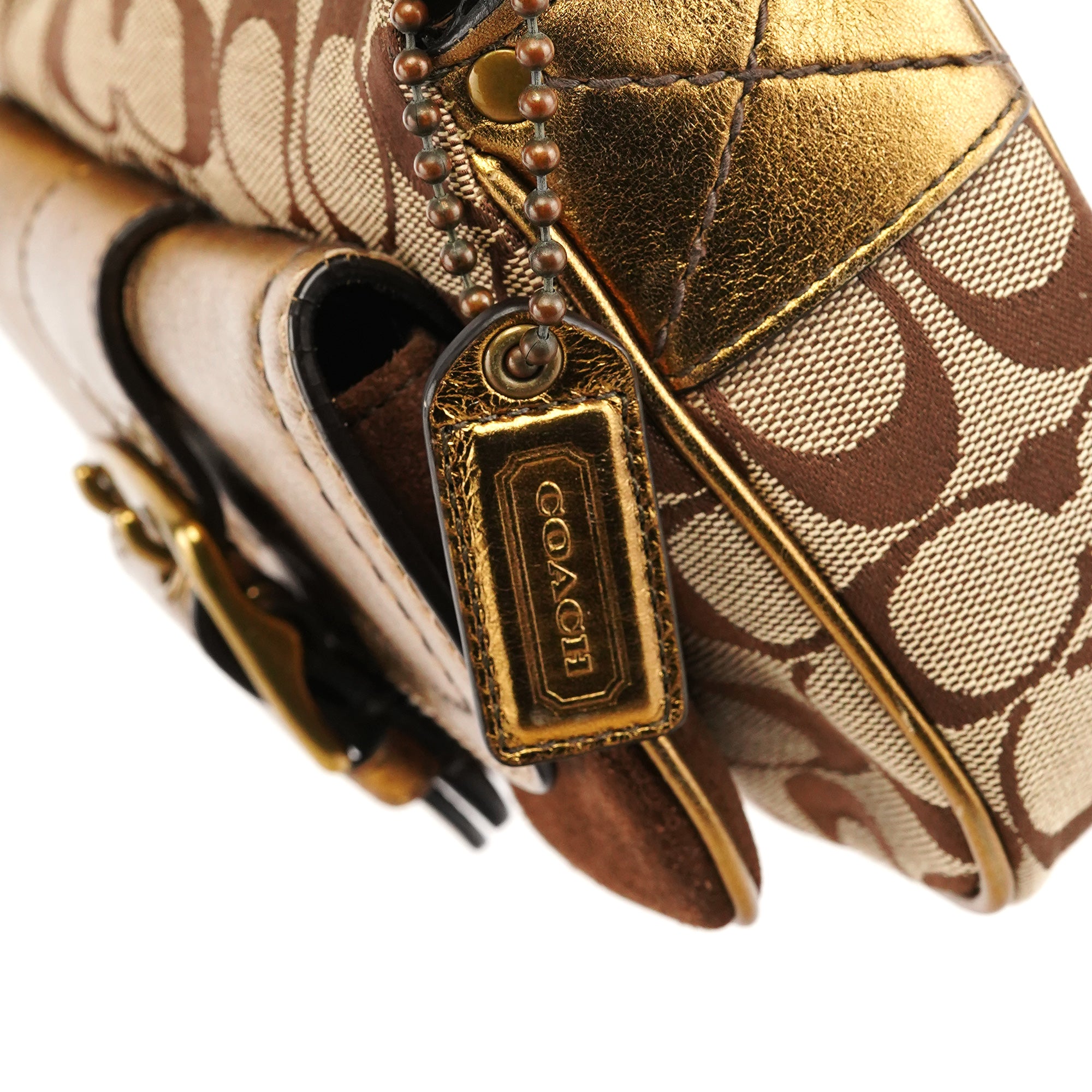 Coach 1495 Beige Bronze Signature Soho Shoulder Bag