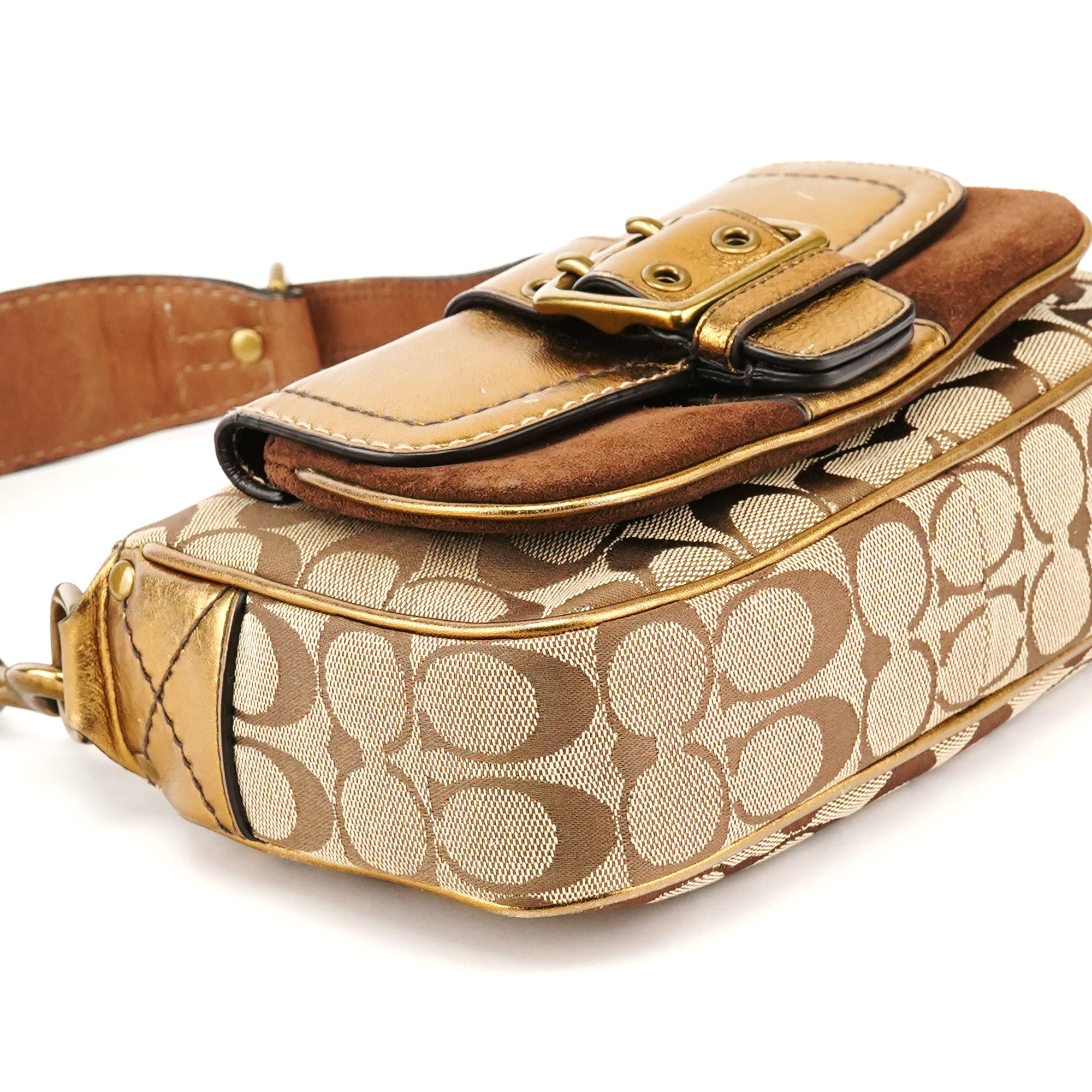 Coach 1495 Beige Bronze Signature Soho Shoulder Bag